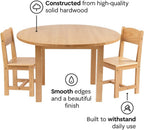 Constructive Playthings Deluxe Solid Hardwood Round Table and Chairs | For Classroom/Playroom/Daycare, Ideal for Kindergarten Through 3rd Grade, 36 x 21 Inch Round