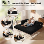 MoonSpeak 78.8'' Futon Sofa Bed, Couches for Living Room | Corduroy Convertible Futon Sofa Bed with Storage Pocket, Modular Sleeper Couch in a Box, No Assembly (Black)