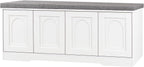 DINZI LVJ Shoe Storage Bench with Cushion, Door, White 47.2" LX17.7 H | Entryway Bench, 2-Tier Cabinet Bench, Widened Cubby, Fully Adjustable Shelves for Boots, Easy Assembly, Farmhouse, Bedroom