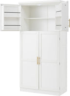 LUMISOL Kitchen Pantry Cabinet, 70.9" Tall Cupboard Storage Cabinet with Adjustable Shelves and Door Shelves, Freestanding Kitchen Hutch with 8 Pull-Out Trays for Dining Room Living Room, White