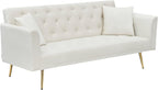 71" Modern Velvet Sofa Bed Futon, Convertible Sleeper Couch, Adj. Backrest | Tufted Recliner Loveseat Design with Golden Chrome Legs & 2 Pillows, Perfect for Small Spaces, Living Room, Apartment