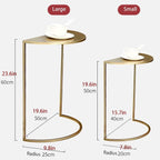 Half-End Table for Wall Entryway,Half-Round Side Table,Metal Small Corner Table,Modern Half-Moon End Table,Narrow Accent Table,Pedestal Drink Table,Accent Table,for Living Room(Gold,L15.7in/40cm)