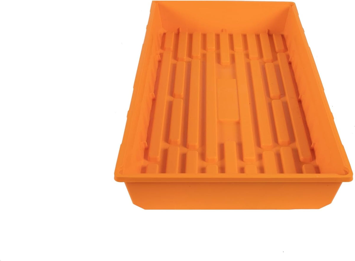 SUNPACK 10" x 20" Mega Plastic Seed Starting Tray, Orange, 2.5" (Pack of 10) - No Drainage Holes, Ideal for Greenhouses or Indoor Gardening - Made of Thick, Strong Plastic