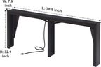 MOHOPE 78.8" Long Console Table with Power Outlets, 7.9" Narrow Sofa Table with USB & Type-C Ports, Skinny Behind Couch Tables with Charging Station, Entryway Table for Hallway, Living Room, Black