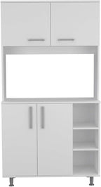 Nadina 4-Door 2-Drawer 2-Piece Kitchen Set, Kitchen Island and Kitchen Pantry White and Light Oak