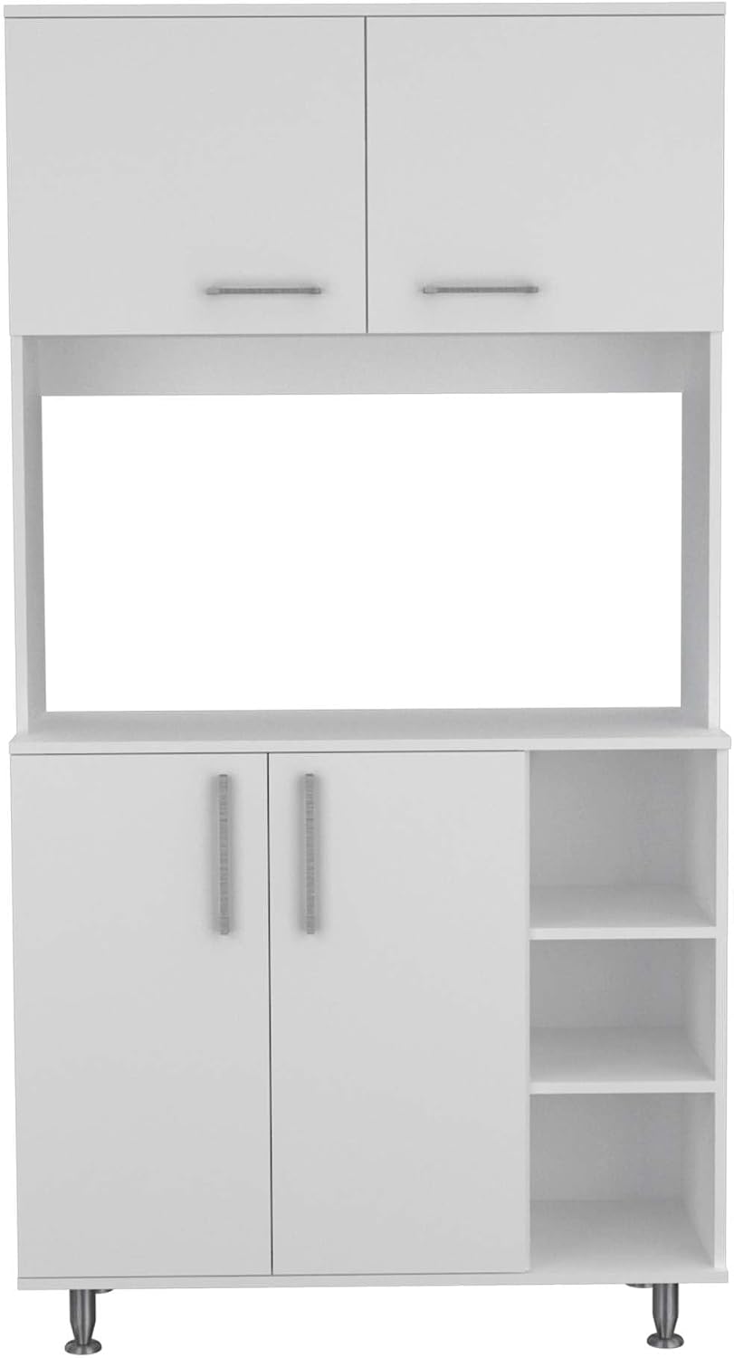 Nadina 4-Door 2-Drawer 2-Piece Kitchen Set, Kitchen Island and Kitchen Pantry White and Light Oak