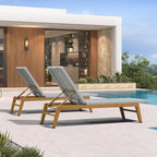 PURPLE LEAF Outdoor Chaise Lounge Chair Wood Grain Aluminum Set of 2, White | 3-Year Color Retention PE Rattan, 2.4" Thickened Aluminum Frame, 16.14" Knee-Friendly Height, French-Inspired Style