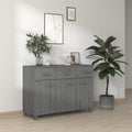 Dark Grey Solid Pine Wood Sideboard with 3 Drawers, MDF Medium Buffet Cabinet for Dining Room and Living Room Storage, Modern Traditional Design, Durable Furniture