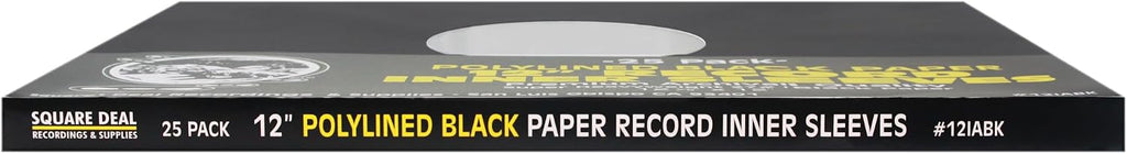 12" Premium Black Polylined Record Inner Sleeves - Archival Quality, Heavyweight Paper & Plastic #12IABK (250)