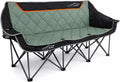 FAIR WIND Oversized 3 Person Camping Chair Padded Triple Loveseat Folding Camping Couch Duo Chair Heavy Duty Quad Fold Arm Chair with Cup Hold - Supports 900 LBS Black
