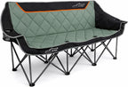 FAIR WIND Oversized 3 Person Camping Chair Padded Triple Loveseat Folding Camping Couch Duo Chair Heavy Duty Quad Fold Arm Chair with Cup Hold - Supports 900 LBS Black