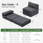 Convertible 4-in-1 Folding Sofa Bed Sleeper Chair Couch Foldable Chaise Lounger & Mattress Pocket Coils+Foam Fill Medium Support, No Assembly for Living Room/Bedroom, Single
