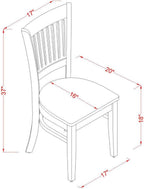 East West Furniture VAC-OAK-W Vancouver Kitchen Dining Chairs - Slat Back Wooden Seat Chairs, Set of 2, Oak
