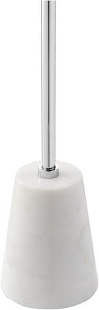 Benjara Frank 12" Drink Side End Table- Chrome Top- White Marble Solid Base