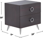 2 Drawers MDF Nightstand with Plastic Legs, Espresso,for Small Spaces