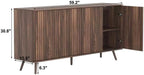 Sideboard Buffet Cabinet with Storage, Long Sideboard Storage Cabinet with 4 Doors, Wood Credenza Console Coffee Bar Cabinets with Adjustable Shelves for Living Room Kitchen Dining Room Walnut