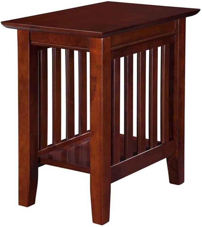 BOWERY HILL Solid Wood Chair Side Table, 22"x14"x22", Walnut Finish, Contemporary Style, Compact Design for Living Room, Bedroom, or Dorm