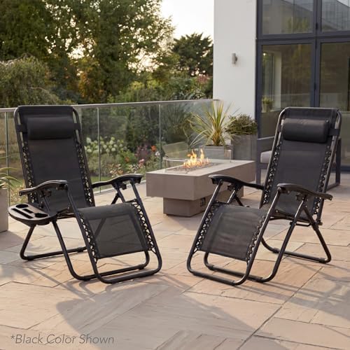 Best Choice Products Set of 2 Adjustable Steel Mesh Zero Gravity Lounge Chair Recliners w/Pillows and Cup Holder Trays - Gray