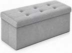 ALASDO 30 Inch Folding Storage Ottoman Bench with Hidden Storage, Velvet Storage Ottoman Foot Rest Stool, End of Bed Bench for Bedroom, Living Room, Entryway and Closet, Dark Gray
