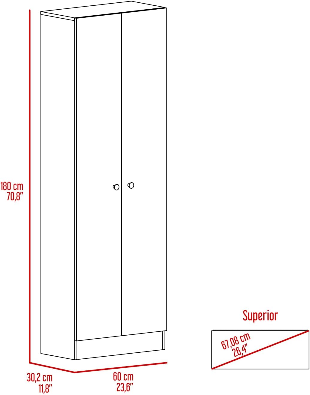 Multistorage Pantry Cabinet, 5 Shelves, Double Doors - Pearl