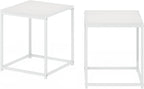 Furinno CAMNUS Side Table Set of 2, Metal Frame End Table, Night Stand, Bedside Table, Easy Assembly, for Living Room, Bedroom, White