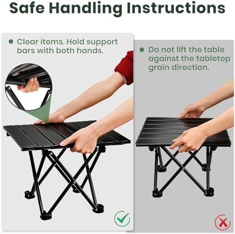 2 Pack Camping Table Foldable, Portable Folding Beach Table, Black-S | Ultralight, Metal, with Carry Bag, Small for Outdoor Travel & Picnic, BBQ, Cooking, Festival, Boat, Home Use