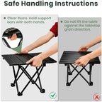 2 Pack Camping Table Foldable, Portable Folding Beach Table, Black-S | Ultralight, Metal, with Carry Bag, Small for Outdoor Travel & Picnic, BBQ, Cooking, Festival, Boat, Home Use