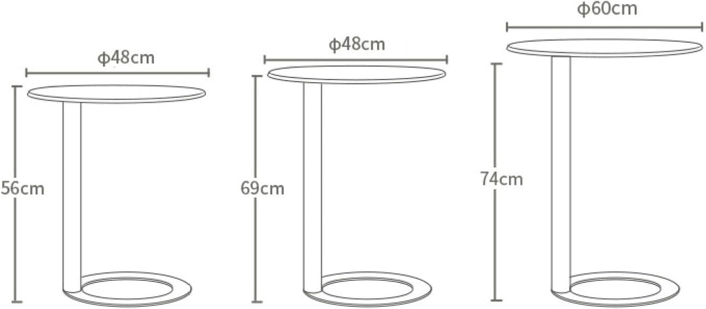 Round Side Table C-Shaped Side Table Sofa Side Table Round Coffee Table Bedside Table with Metal Frame Couch Table Bedside Laptop Office for Bedrooms with Small Spaces(48 * 56cm Black Matte)