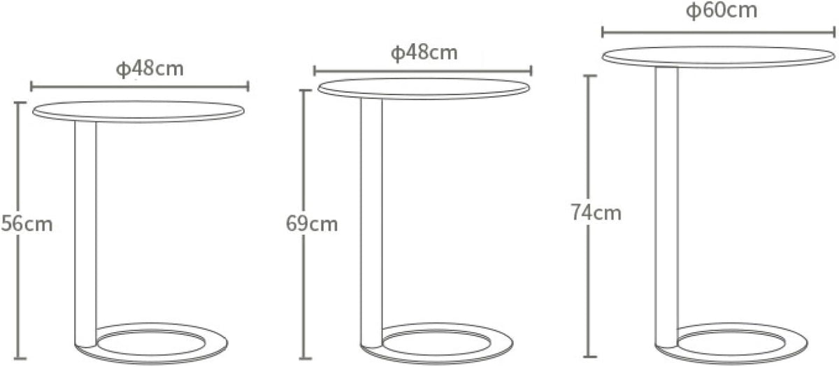 Round Side Table C-Shaped Side Table Sofa Side Table Round Coffee Table Bedside Table with Metal Frame Couch Table Bedside Laptop Office for Bedrooms with Small Spaces(48 * 56cm Black Matte)