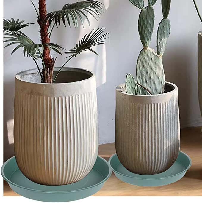3 Pack of 25 26 inch Plant Saucer (22.7 Inch Base), 4.2" Depth, Large Deep Plastic Flower Planter Water Trays for Indoors Outdoor Bath Bath, Plant Drip Trays for Pot (26", Green)