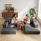 Cloud Modular Sectional Sofa, Comfy Couch for Living Room, Modern L-Shaped Couch with Reversible Chaise, Customizable Sleeper Sofa Bed with Non Slip, No Assembly & Deep Seat, Dark Grey