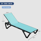 Domi Aluminum Pool Lounge Chair Outdoor Set of 2 Chaise Lounge Outdoor | Wheels, Adjustable, Textilene, Turquoise Blue, All Weather, Poolside, Backyard, Patio, Deck, Outside
