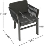 Outdoor Dining Chair Set of 2,White Aluminum Frame with Beige Cushion, 300lbs Capacity, All-Weather Patio Seating for Backyard, Deck & Garden (Grey Frame + Grey Cushion)