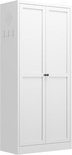 61-Inch White Metal Kitchen Pantry Cabinet with 4 Adjustable Heavy-Duty Shelves (110lb Capacity), Freestanding Storage Organizer for Pantry, Kitchen, Living Room