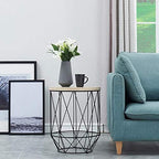 Telephone Table, Round Industrial Side Table,Telephone Table,Office Hallway Or Living Room,Wood Look with Metal Frame (Color:Wood,Size:17.7117.7121.65in)
