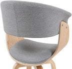 Armen Living Summer Mid-Century Upholstered Dining Chair in Grey and Patterned Oak Finish