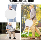 Folding Stool, 18 Inch Foldable Stool with Handle & Steel Frame, Pack of 8 Folding Bar Stools, 440lbs Sturdy Foldable Lightweight Metal Chair for Camping, Indoor and Outdoor, White