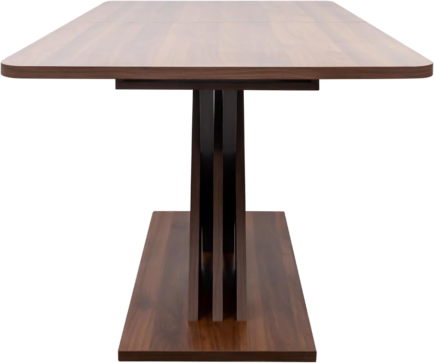 70.87'' Extendable Wood Dining Table, Modern Multifunctional Rectanglar Kitchen Dinner Table for Living Room Home Office, X-Shaped Base, Easy Assembly, Walnut