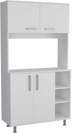 Nadina 4-Door 2-Drawer 2-Piece Kitchen Set, Kitchen Island and Kitchen Pantry White and Light Oak