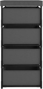 4-Tier Grey Steel Storage Rack w/Fabric Baskets 15"x17.7"x31.5" for Living/Bed/Bath Pantry
