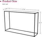 DDK Narrow Console Table 47 Inch, Thin Sofa Side Table with Glass Top & Metal Frame, Entryway Table with Open Storage for Hallway Living Room, Modern Slim Console Table for Small Spaces