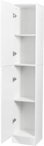 Freestanding Cabinet with Inadjustable Shelves and Two Doors for Kitchen, Dining Room, White