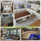 Breathing Leather Reclining Sofa Set,Power Recliner Sectional Couch with LED Light,Modern Living Room Furniture Set,Reclining Sectional Couch Set with USB Port/Storage for Home/Home Theater