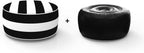 Outdoor Inflatable Ottomans with Insert Round 21x9 Inch Black Striped Pattern Patio Foot Stools and Ottomans Portable Footrest