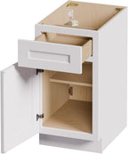 Kitchen Base Cabinets with Drawers, 18" Wide 24 Inch Deep RTA Storage Cabinet with 2 Shaker Doors, Modern Solid Wood Furniture, Easy to Assembly for Pantry, Laundry Room, Coffee Bar - White