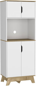 Microwave Tall Cabinet Wallas, Kitchen, Light Oak/White