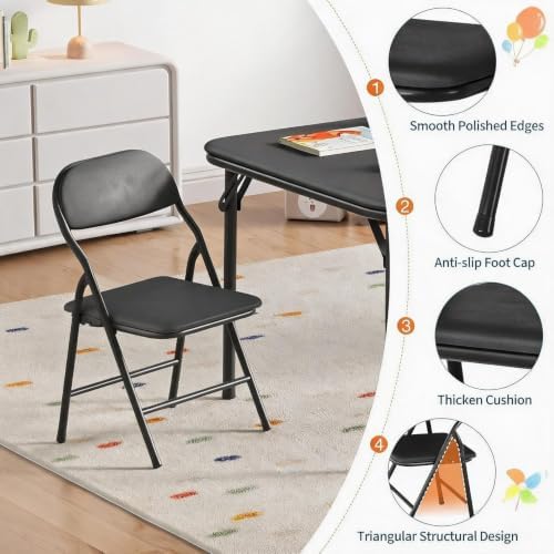Garvee 5-Piece Folding Table and Chairs for Boys and Girls | Children Activity Table and Chairs Set with 1 Table & 4 Chairs, Suitable for Daycare, Classrooms and Dining Rooms
