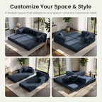 78.8" Convertible Futon Sofa Bed, Couch for Living Room | Corduroy Loveseat Sleeper Sofa, Modular Futon Couch with Storage Pocket, Pull Out Couch No Assembly | Royal Blue