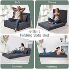 Folding Sofa Bed, Convertible Sleeper Chair Bed, Floor Sofa with Bag | Fold out chair bed/ couch bed, Foam floor futon sofa bed with pillow for guest/ visitor use as temporary floor bed, for adult