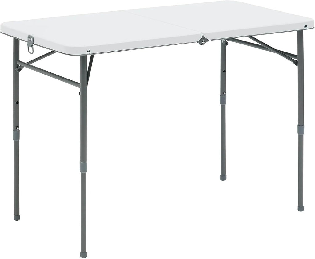 40" L x 20" W Plastic Adjustable Height Fold-in-Half Folding Table, White
